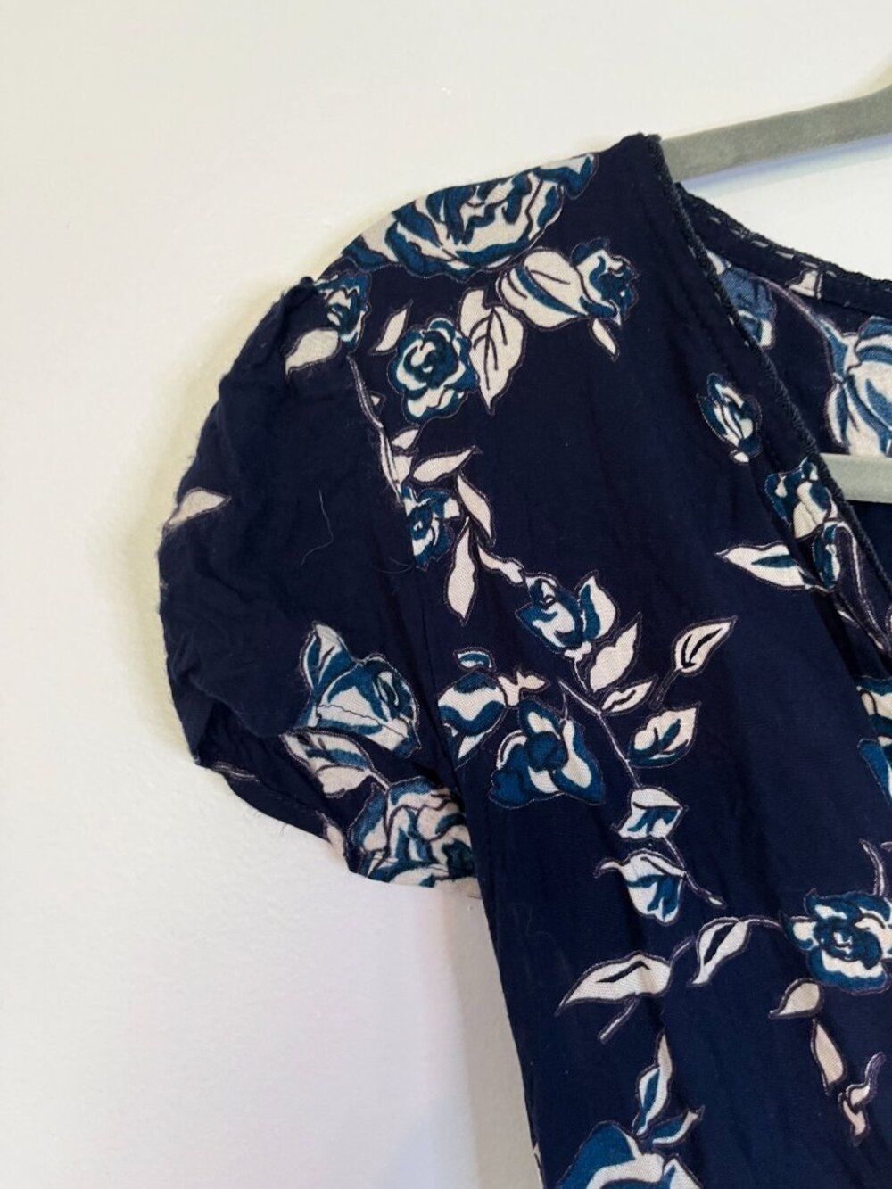 Blue Rain Navy Blue Floral Print Romper - Picture 4 of 7